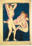 Ernst Ludwig Kirchner Three nudes and reclining man oil painting artist